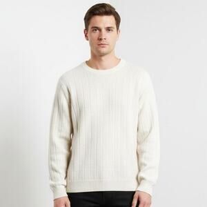 Vintage Generra Collection Mens Ivory Pullover Crewneck Grandpa Sweater Sz Large